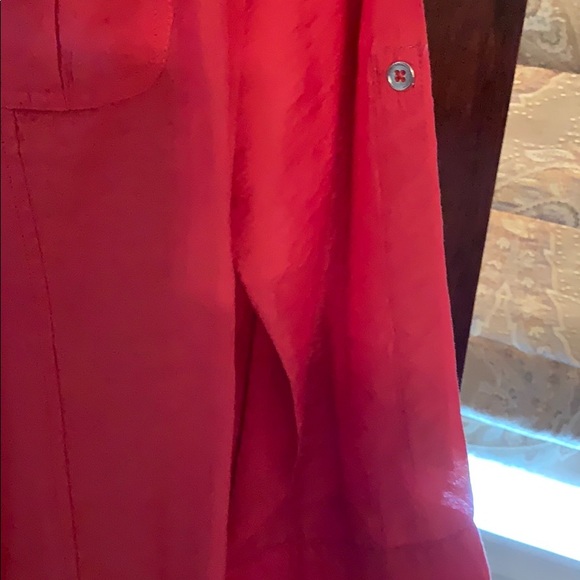 bright melon colored sheer blouse - Picture 3 of 4